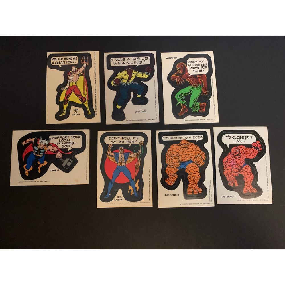 1974-1976 Topps Marvel Comics Sticker Lot Thing Thor Sub Mariner Werewolf